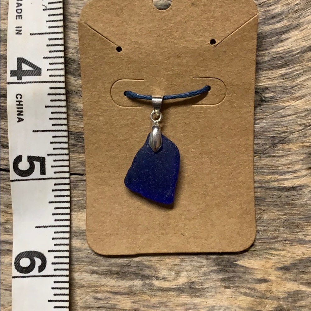 Royal blue sea glass pendant